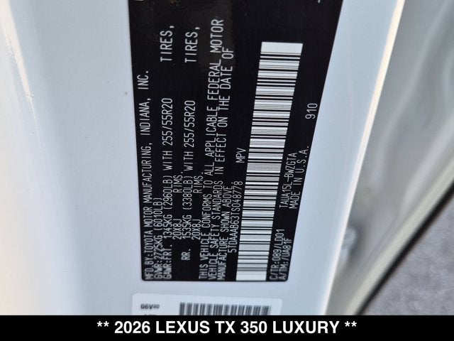 2026 Lexus TX 350 TX 350 Luxury