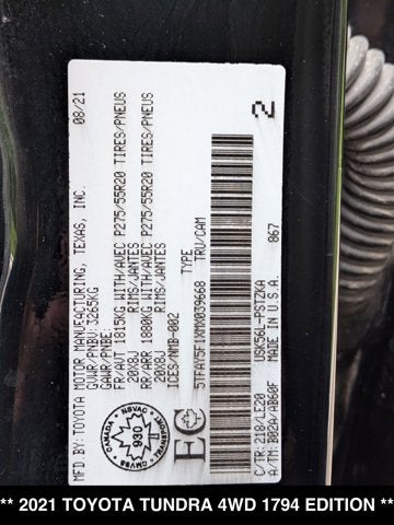 2021 Toyota Tundra 1794 Edition