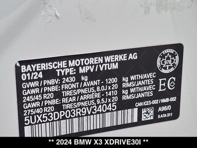 2024 BMW X3 xDrive30i