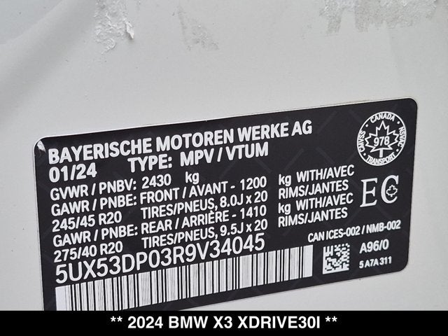 2024 BMW X3 xDrive30i