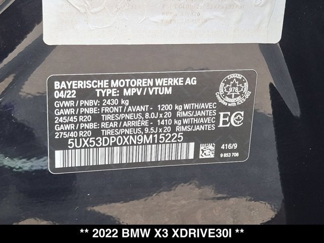2022 BMW X3 xDrive30i
