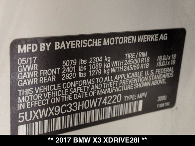 2017 BMW X3 xDrive28i