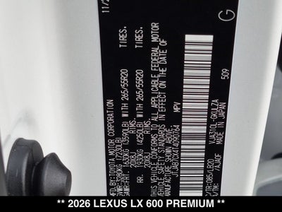 2026 Lexus LX 600 LX 600 Premium