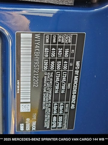 2025 Mercedes-Benz Sprinter Cargo Van Cargo 144 WB