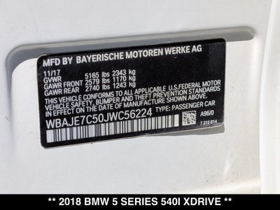 2018 BMW 5 Series 540i xDrive