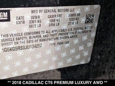 2018 Cadillac CT6 3.6L Premium Luxury
