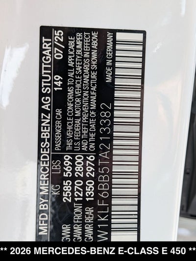 2026 Mercedes-Benz E-Class E 450 4MATIC®