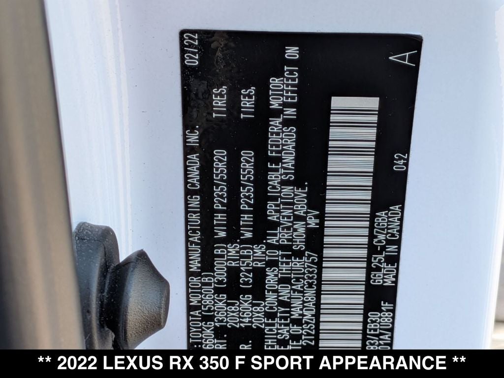 2022 Lexus RX 350 F Sport