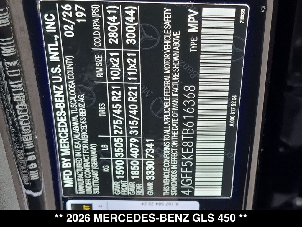 2026 Mercedes-Benz GLS GLS 450 4MATIC®