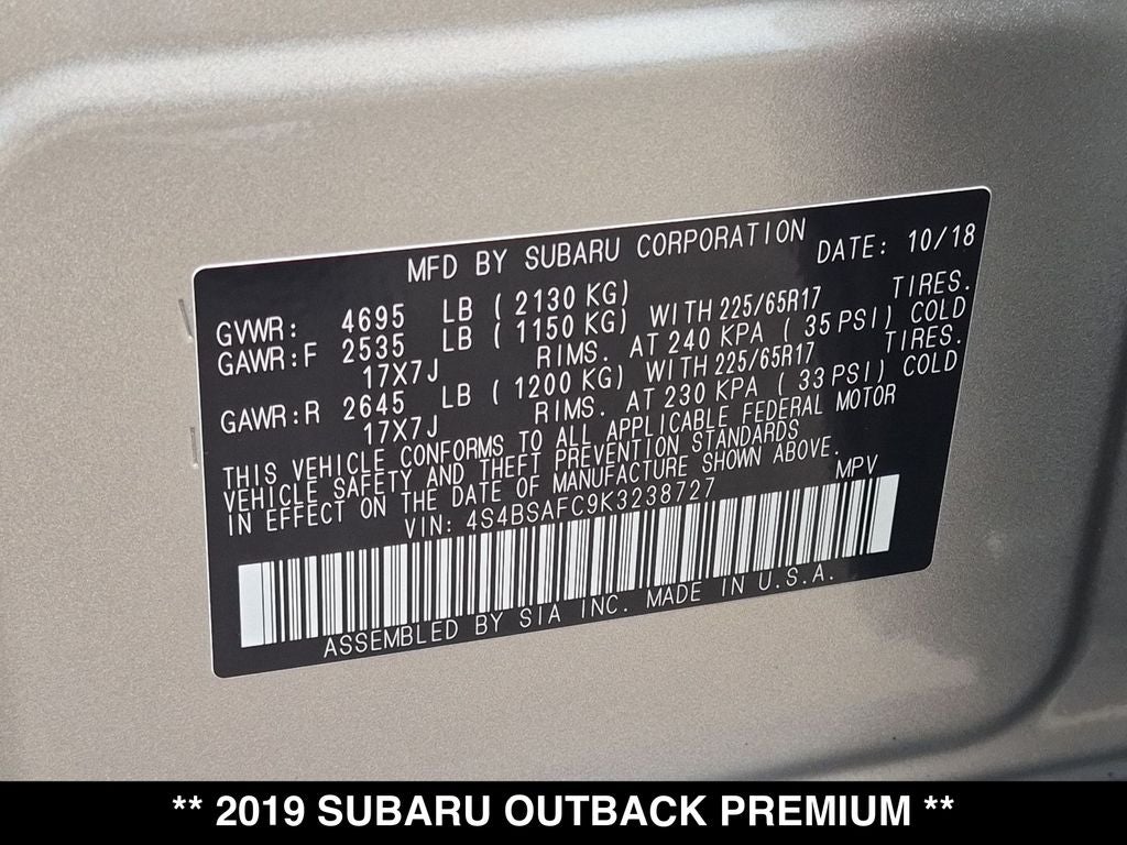 2019 Subaru Outback 2.5i Premium